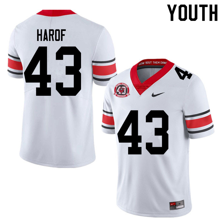 2020 Youth #43 Chase Harof Georgia Bulldogs 1980 National Champions 40th Anniversary College Footbal